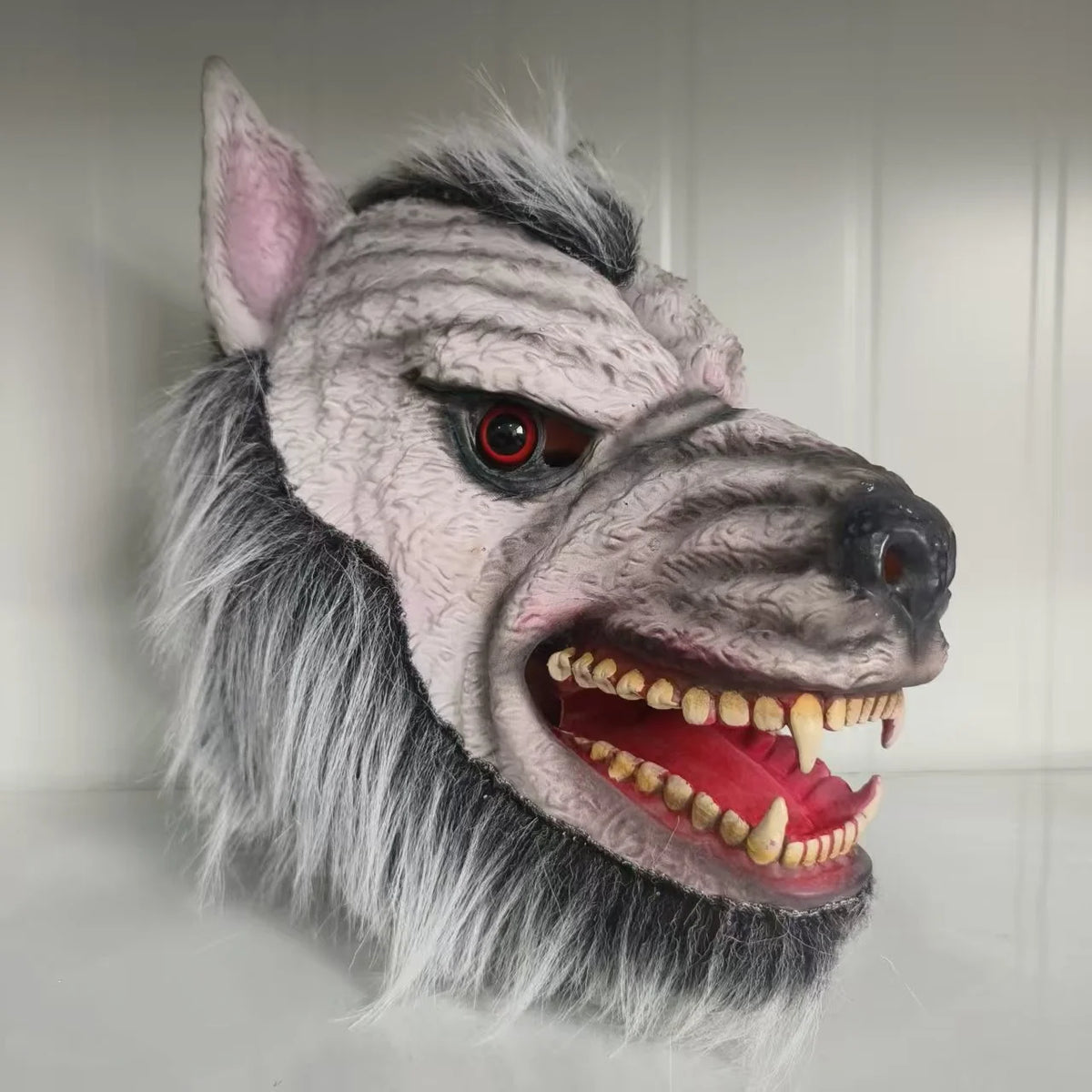 Kit de Disfraz de Cosplay de Hombre Lobo Talla Única para Halloween, Máscara de Lobo de Terror, Garras, Guantes, Disfraz para Juego de Roles, Broma, Fiesta de Cosplay