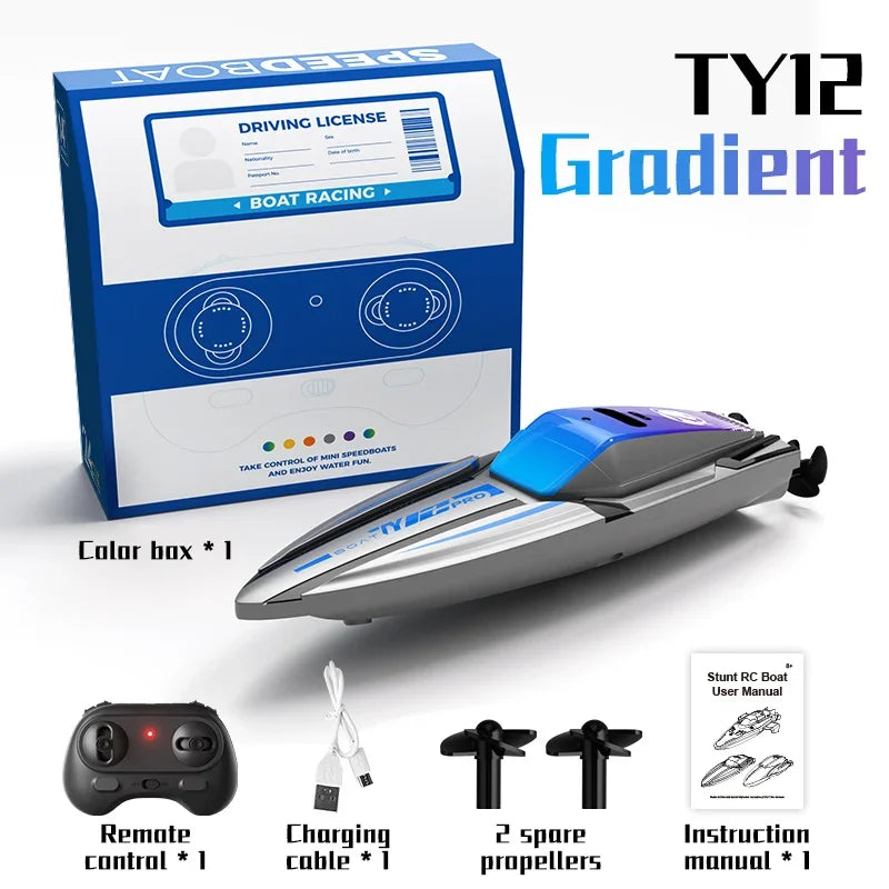 2.4G Mini RC Speedboat Multiple Player Game Double Motor High Speed Ship Lake Pool Bathtub Waterproof RC Stunt Boat Toy for Kids