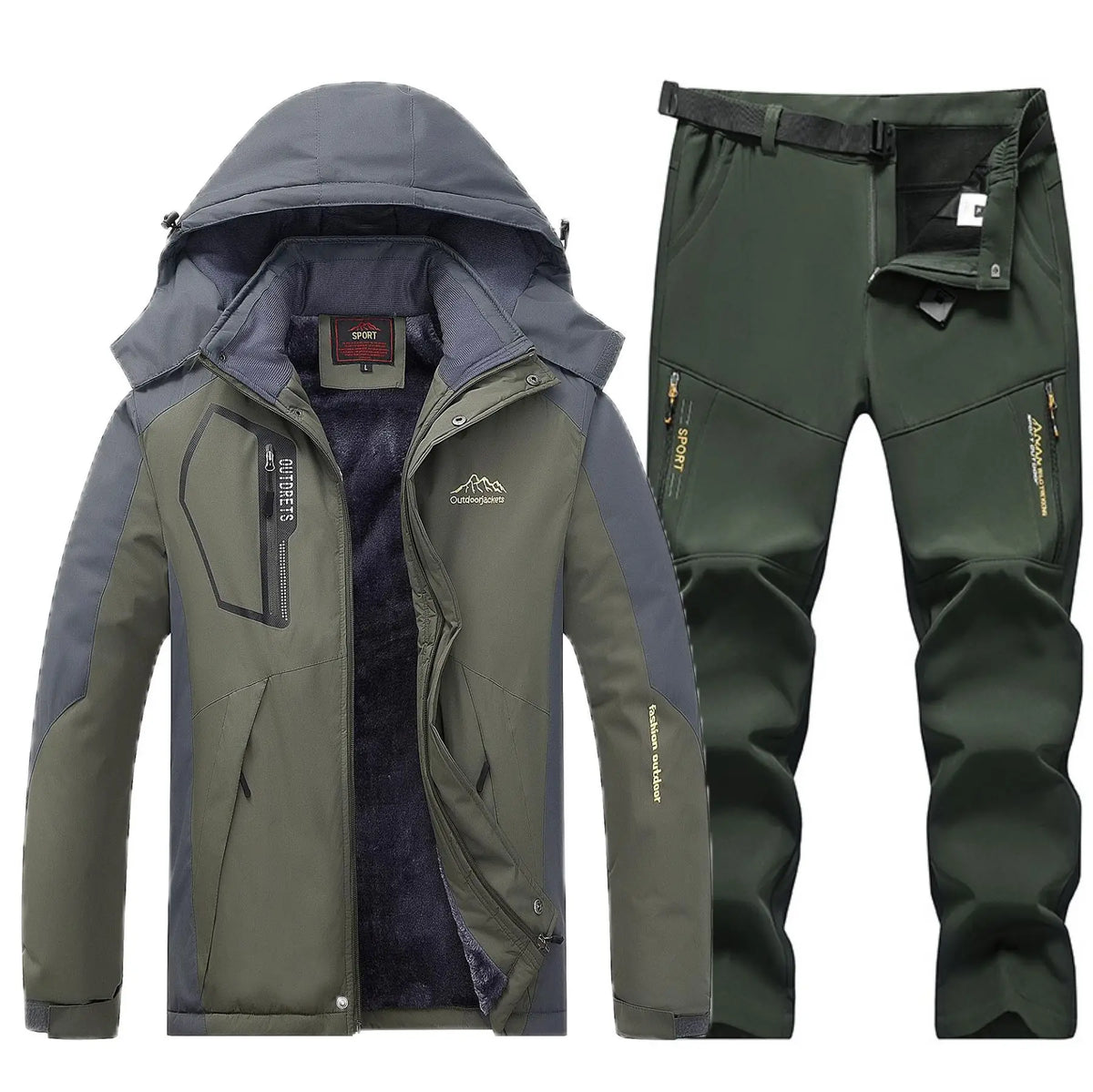 Traje de esquí de lana gruesa y cálida para hombre, impermeable, a prueba de viento, conjunto de chaqueta y pantalones para snowboard, traje de esquí para nieve de invierno al aire libre