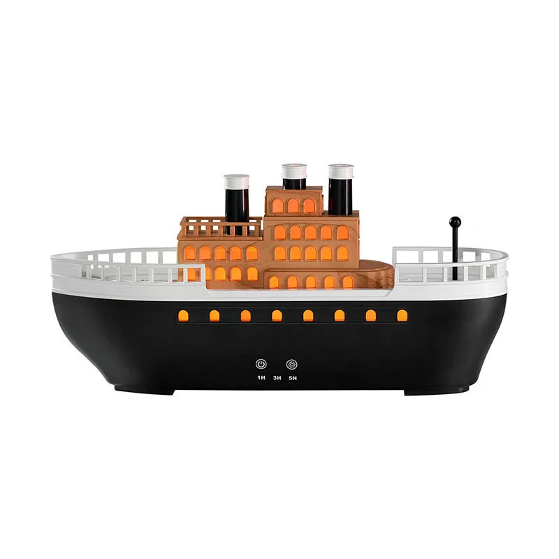 Nuevo Humidificador Aromático 2026, Diseño de Barco Vintage, Difusor de Aceites Esenciales con Llama de Colores, Silencioso, Vapor Fino, 3 Temporizadores