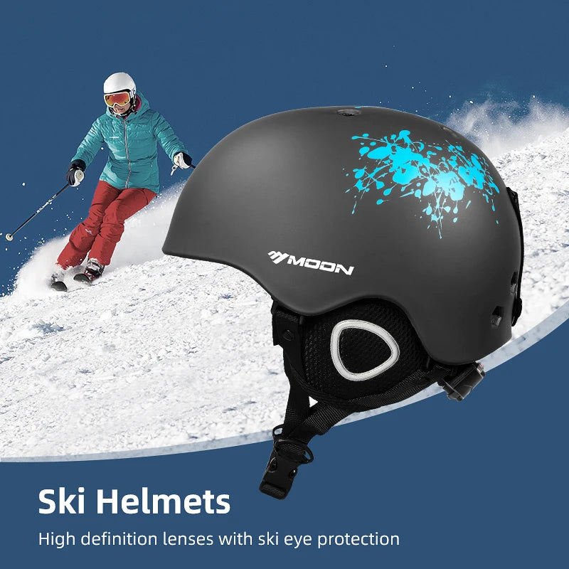 MOON-casco de esquí para adultos y jóvenes, protector de cabeza PC + EPS para patinaje, monopatín, deportes de nieve y Snowboard, certificación CE