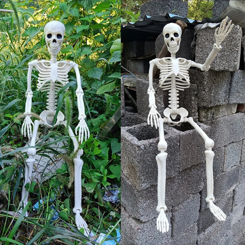 Esqueleto móvil de Halloween, huesos de calavera humana falsa, decoraciones para fiesta de Halloween, Bar en casa, Casa Encantada, accesorios de terror, juguetes ornamentales
