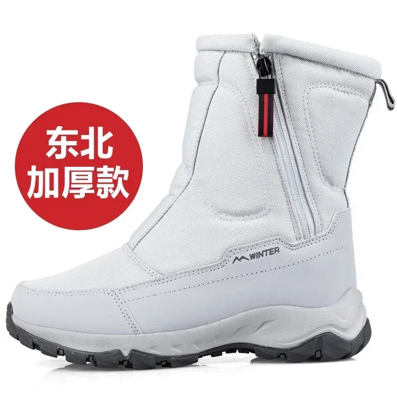 Botas de invierno para hombre, botas de nieve cálidas a media pantorrilla, zapatos cálidos para hombre, botas de invierno de felpa gruesas para hombre y mujer, zapatos de algodón