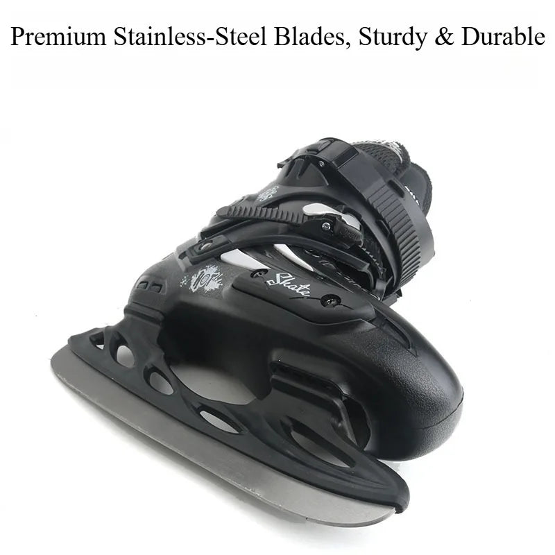 Patines de hielo ajustables para niños, zapatos de patinaje sobre hielo cálidos con forro polar, patines de hielo para principiantes con hoja de acero inoxidable, deportes de invierno al aire libre