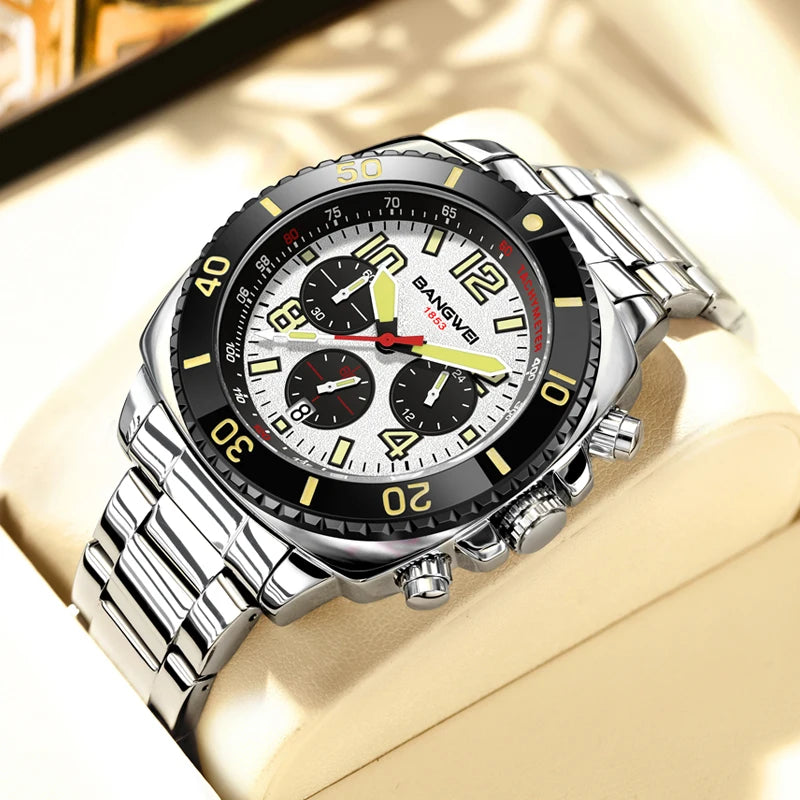 Reloj militar impermeable para hombre BANGWEI Reloj de pulsera de cuarzo Reloj deportivo Reloj de negocios para hombre Relogios Masculino