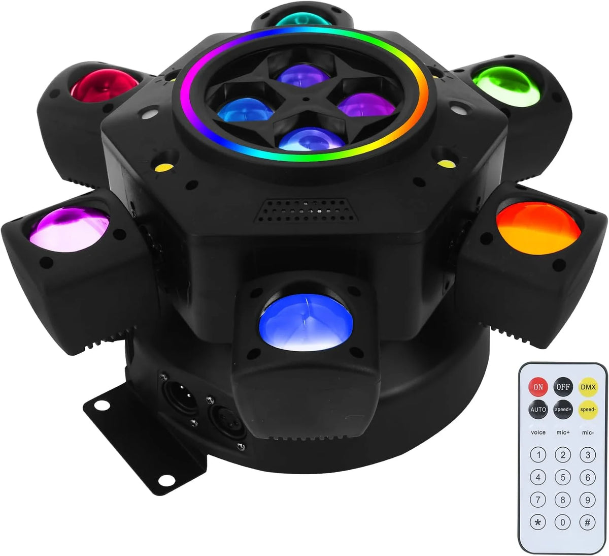 Luz de haz móvil de 6 cabezales RGB 10X10W, luz estroboscópica láser RGBW 4 en 1, luz de escenario DMX, luz de haz RGB giratoria para fiestas, discotecas y bares