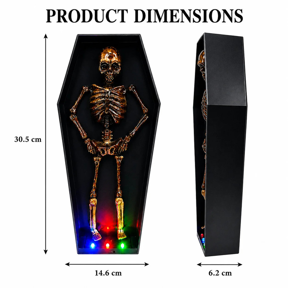 Halloween Dancing Skeleton in Coffin Decoration Sound Activated LED Light Animated Skeleton Toy Haunted House Bar Party Horror Decor Ornament
