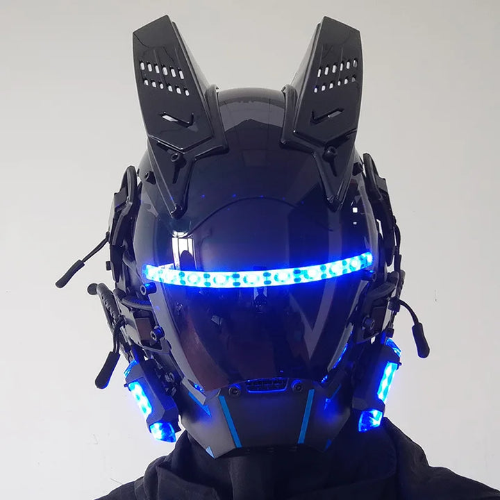 Máscara Cyber punk LED peinado trenza Halloween Navidad juego de rol casco fiesta regalo para adultos ﻿