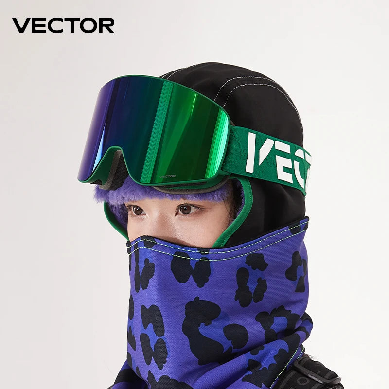 Gafas de Esquí VECTOR de Doble Capa Antivaho con Absorción Magnética, Cilíndricas, UV400, para Hombre y Mujer, Gafas de Snowboard POC