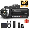 Videocámara 4K Ultra HD, Cámara Digital de 80MP, Cámara para Vlogging para YouTube, Pantalla IPS de 3.0" y 270° °   Cámara DV portátil con visión nocturna IR y pantalla