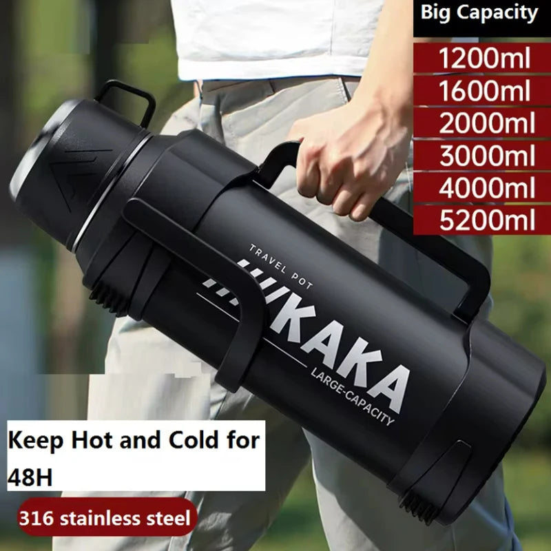 Taza portátil con aislamiento al vacío, termo de acero inoxidable 316 de gran capacidad, hervidor de agua de refrigeración con aislamiento para coche al aire libre