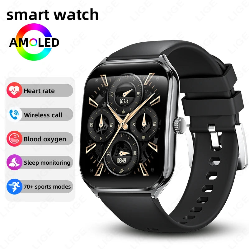2026 New Ultra Thin SmartWatch Men 1.96"AMOLED Screen Always Show Time Heart Rate GPS Sport Waterproof Bluetooth Call Smartwatch