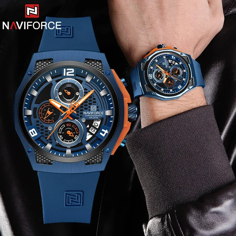 Reloj NAVIFORCE de lujo para hombre, cronógrafo deportivo, reloj de pulsera militar, reloj de cuarzo original para hombre, resistente al agua