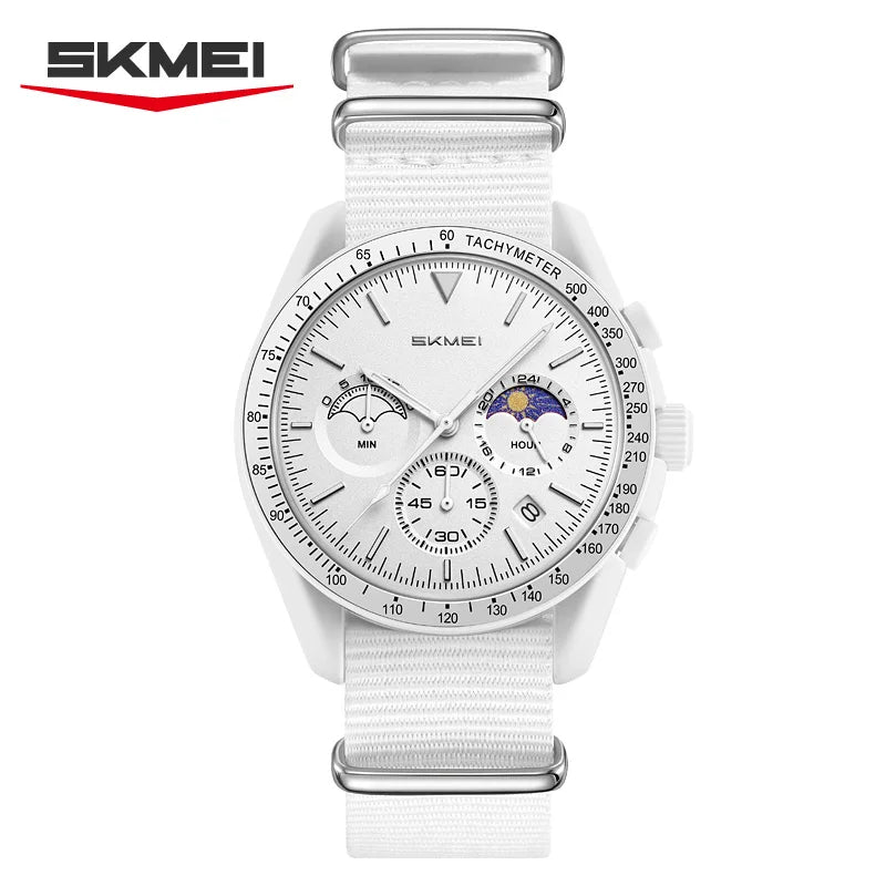Reloj cronógrafo de cuarzo SKMEI 9392 para hombre y mujer, con fecha, resistente al agua 30M, reloj de pulsera deportivo, reloj de moda con correa de nailon, regalo, Reloj Mujer