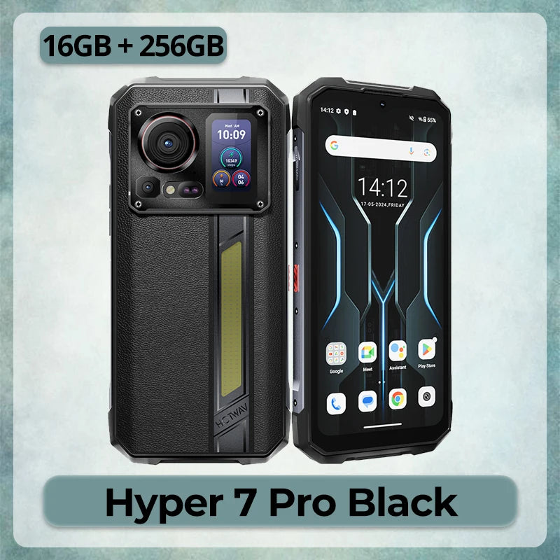 HOTWAV Hyper 7 Pro 5G Dimensity 7050 Octa-core Rugged Phone 200MP + 32MP + 24MP Camera Android 14 6.6'' 120Hz 2.4K Display 1.45'' Second Screen Smartphone 16GB RAM 256GB ROM 10800mAh Massive Battey 33W Fast Charging Cell Phon