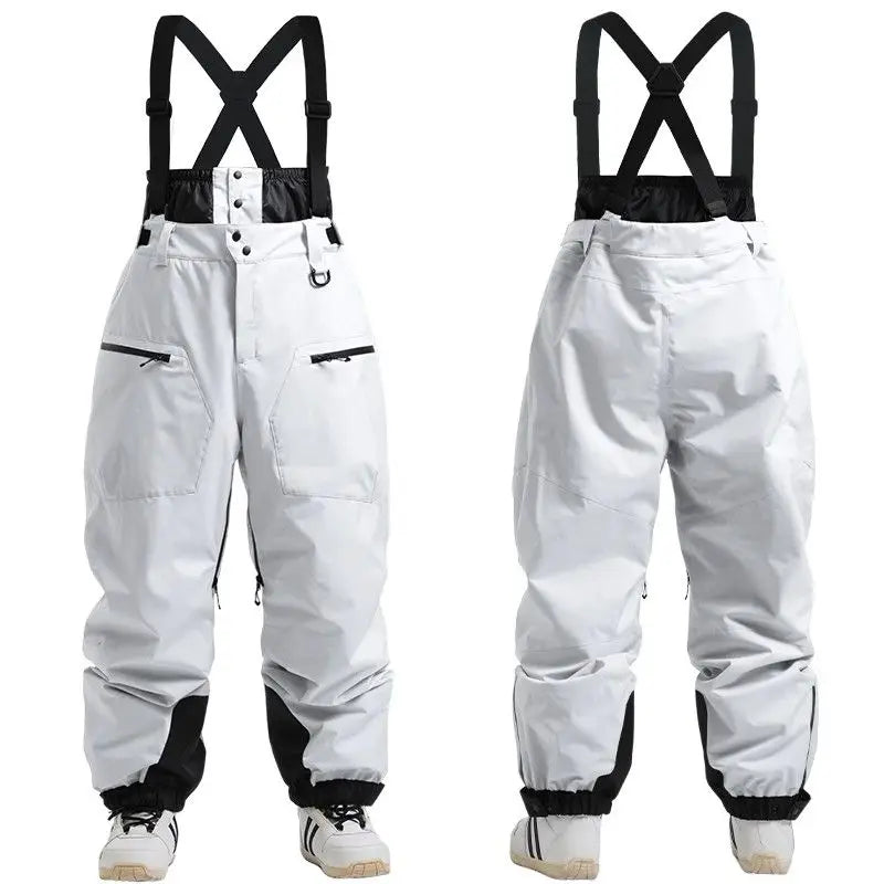 Pantalones de esquí con tirantes, unisex, para actividades al aire libre, resistentes al viento y a la nieve, cálidos, ideales para practicar snowboard, para hombres y mujeres, para esquí y deportes de invierno.