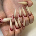 24 Uds uñas postizas de color rojo sangre gradiente parche de uñas postizas de punta larga cubierta completa puntas de uñas postizas usables juegos de manicura de Halloween