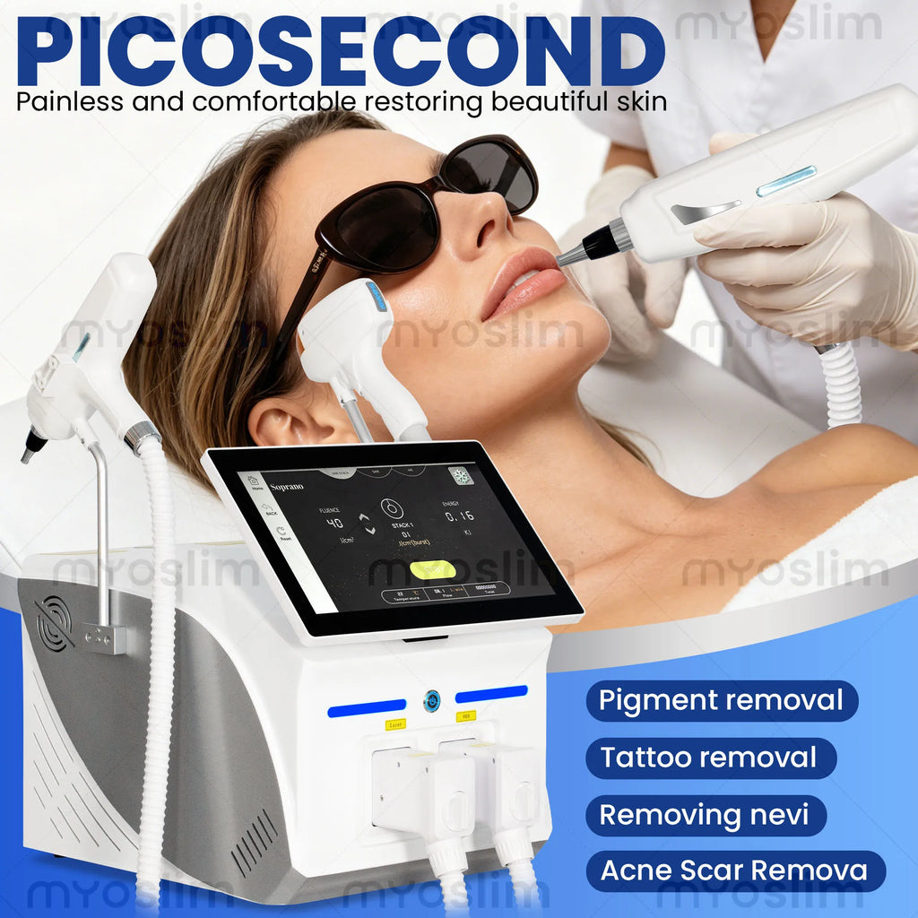 Máquina de Depilación Láser de Diodo 808 2 en 1 FAC Myoslim 10Bars, Máquina de Eliminación de Tatuajes de Picosegundos, Rejuvenecimiento de la Piel con 4 Longitudes de Onda