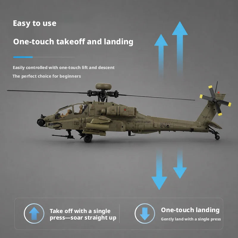 Helicóptero RC ERA C170 AH-64D Apache Militar, Escala 1:48, 6 Canales, Sin Alerón, Rotor Único, Mantenimiento de Altitud, Acrobacias, Avión RC para Adultos