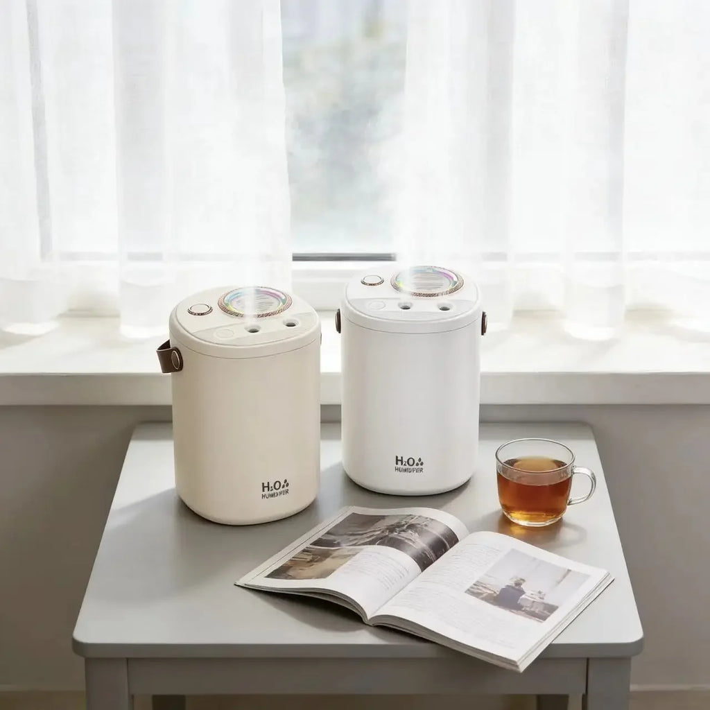 Nuevo humidificador de gran capacidad de 1L, humidificador USB de doble pulverización, silencioso, para dormitorio de bebé, humidificador purificador de aire para el hogar con luz LED