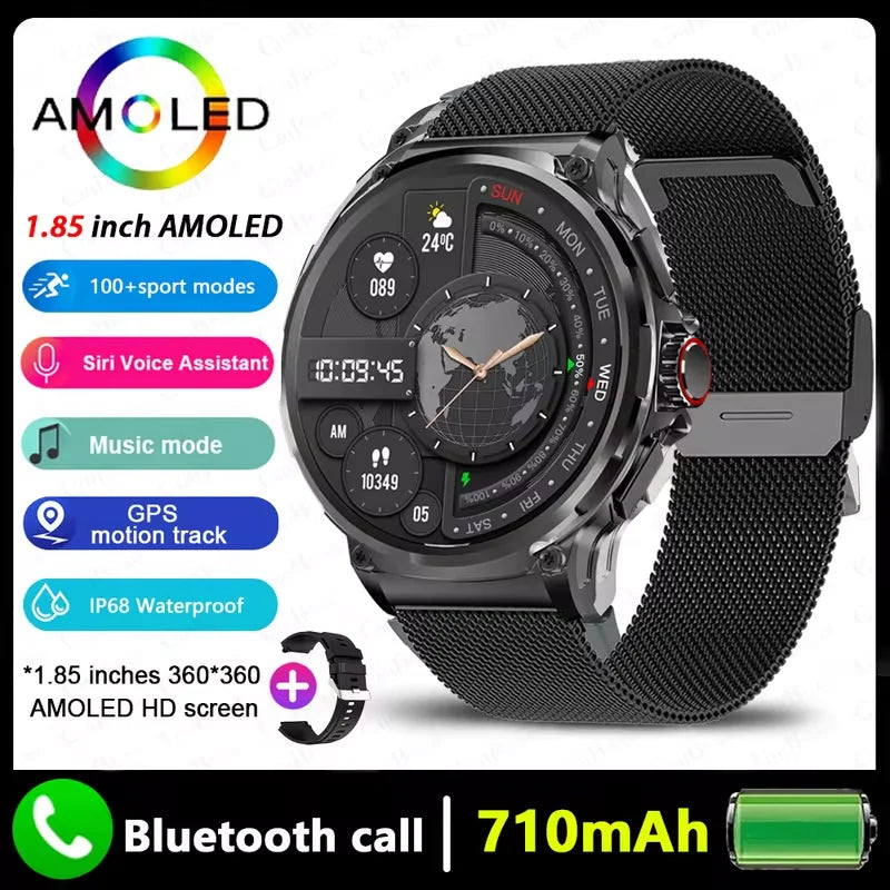 Reloj inteligente con trayectoria GPS 2026 para hombre, pantalla AMOLED HD de 1,85 pulgadas, batería de 710 mAh, smartwatch deportivo con llamadas Bluetooth para Android e iOS