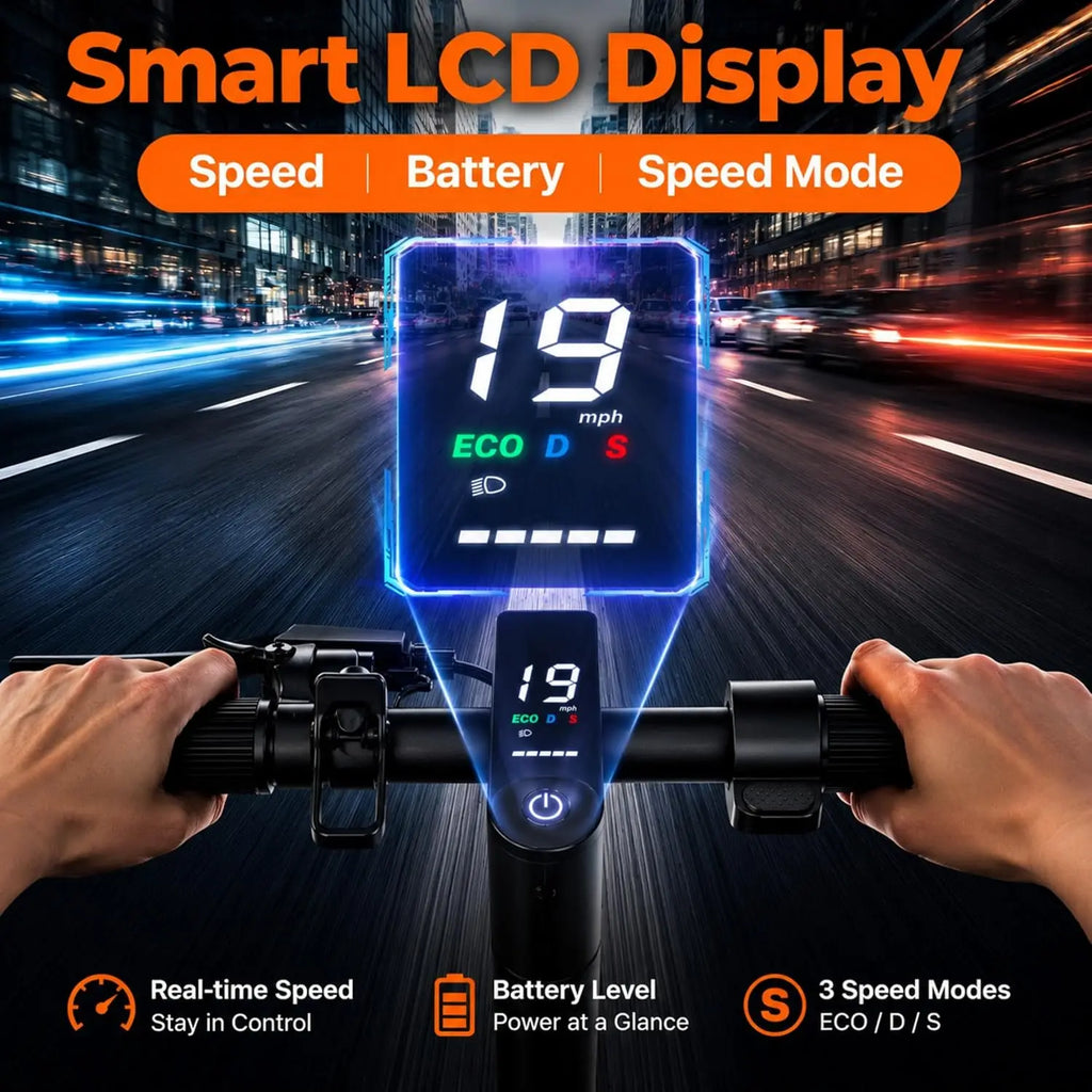 Patinete eléctrico Naxxor+ con pantalla LCD inteligente en el manillar