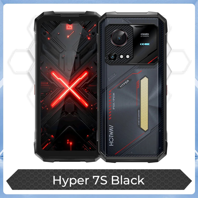 Smartphone resistente HOTWAV Hyper 7S 5G Octa-core Android 15, pantalla 6.6'' HD+ 120Hz, batería 10800mAh 20W, 4GB 256GB