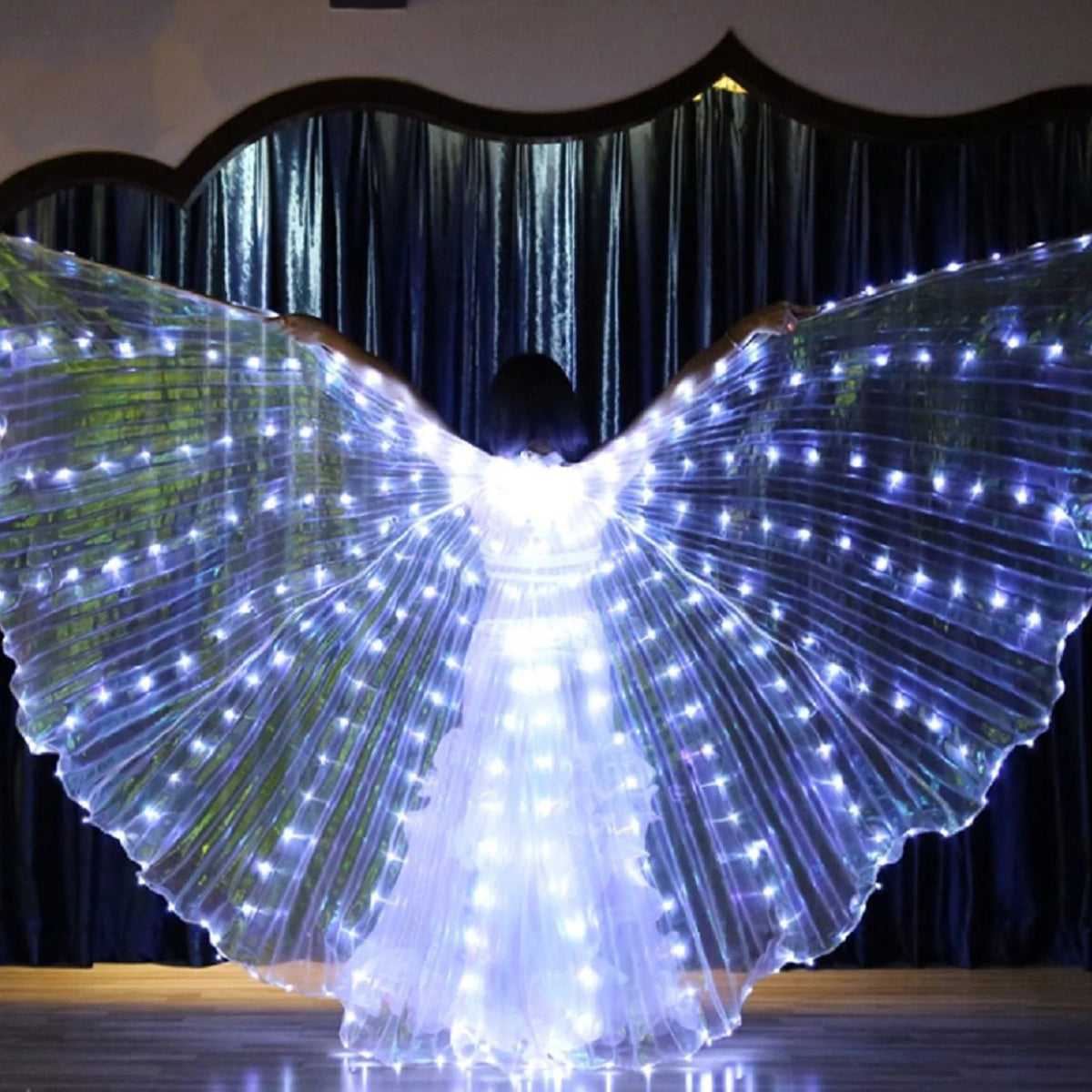 Capa de alas de hadas LED para adultos y niños, bailarines, alas de mariposa luminosas coloridas, actuación de danza del vientre, accesorio para fotografía de fiesta en escenario