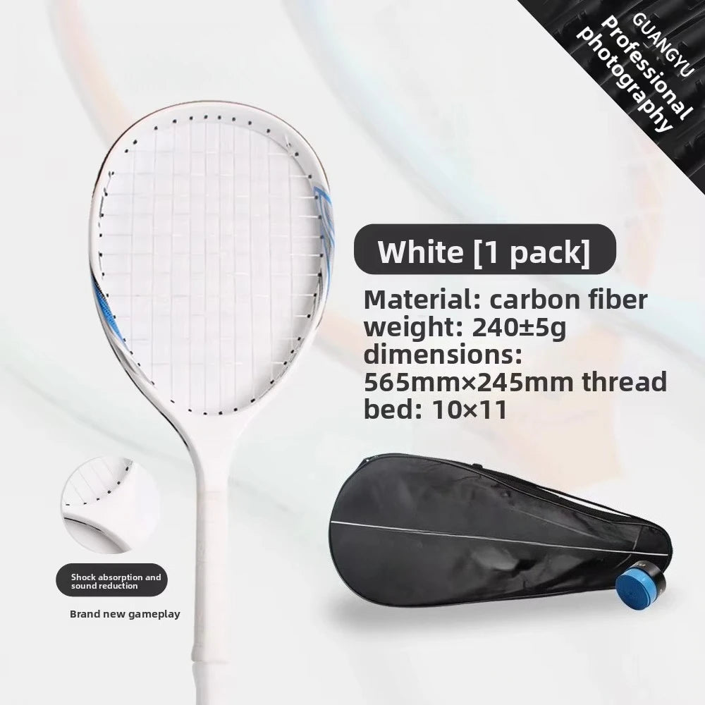 Mini raqueta de tenis de fibra de carbono, lista para encordar, con bajo nivel de ruido y bola de espuma, ideal para canchas de pickleball y como equipo deportivo.