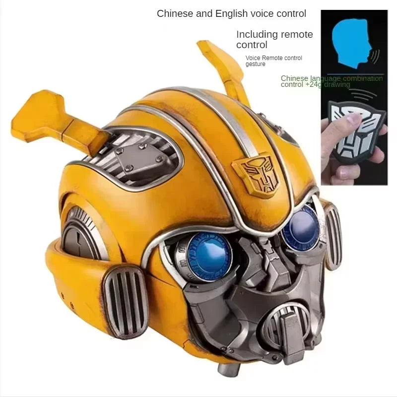 Casco de Iron Man Mk5, Casco de Bumblebee Optimus Prime, Casco Usable 1:1, Máscara con Control por Voz, Figura de Acción, Base Bluetooth, Ojos con Luz