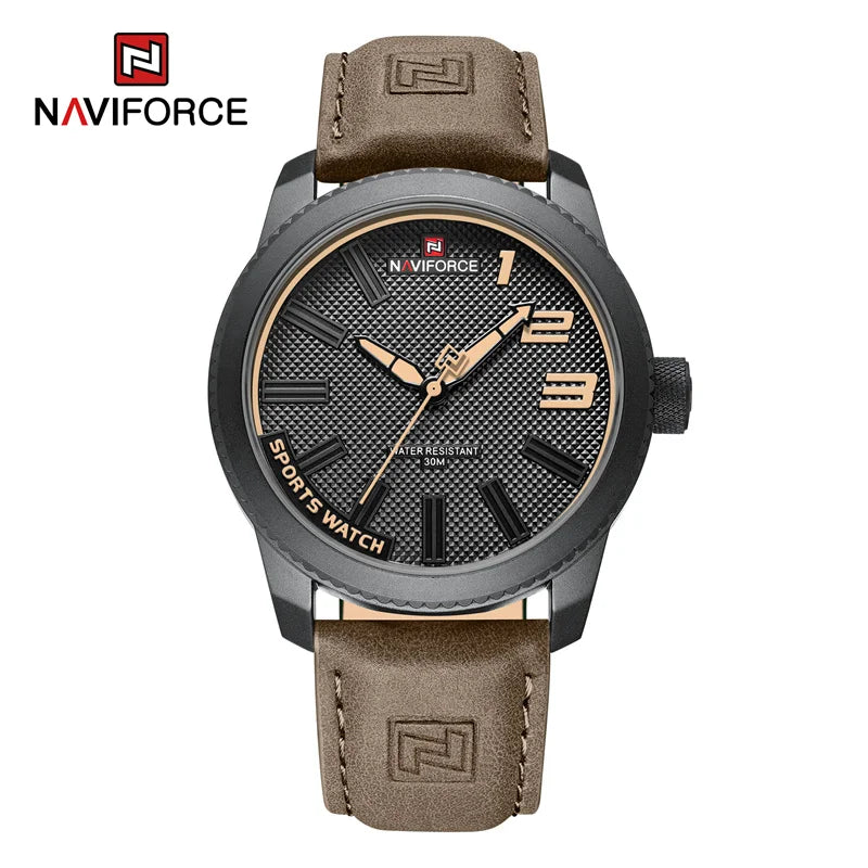 Relojes de pulsera de cuarzo simples para hombre NAVIFORCE con correa de piel, resistentes al agua, diseño deportivo y de negocios, Relogio Masculino