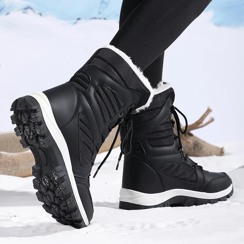 Botas de nieve de invierno para mujer, botines impermeables de alta calidad, botas gruesas y cálidas para senderismo en la nieve, zapatos de algodón para exteriores, zapatillas de deporte