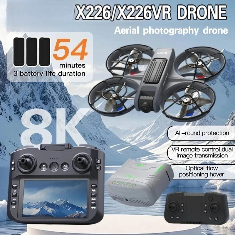 Mini dron RC gris con cámara y control remoto con pantalla para vuelo 4K