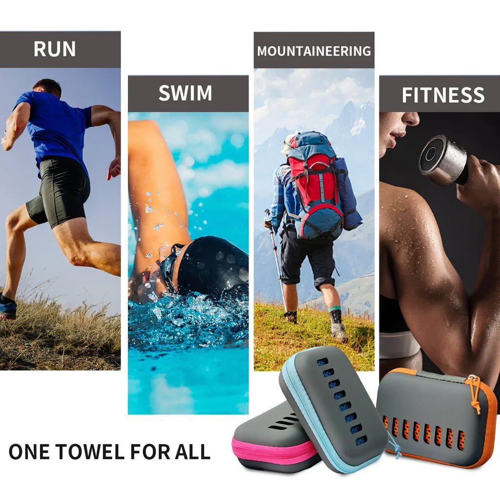 Toallas refrescantes para acampar con estuche de EVA Toalla de hielo de viaje compacta y portátil Toallas de secado rápido para deportes Gimnasio Senderismo y Yoga1-50 PCS