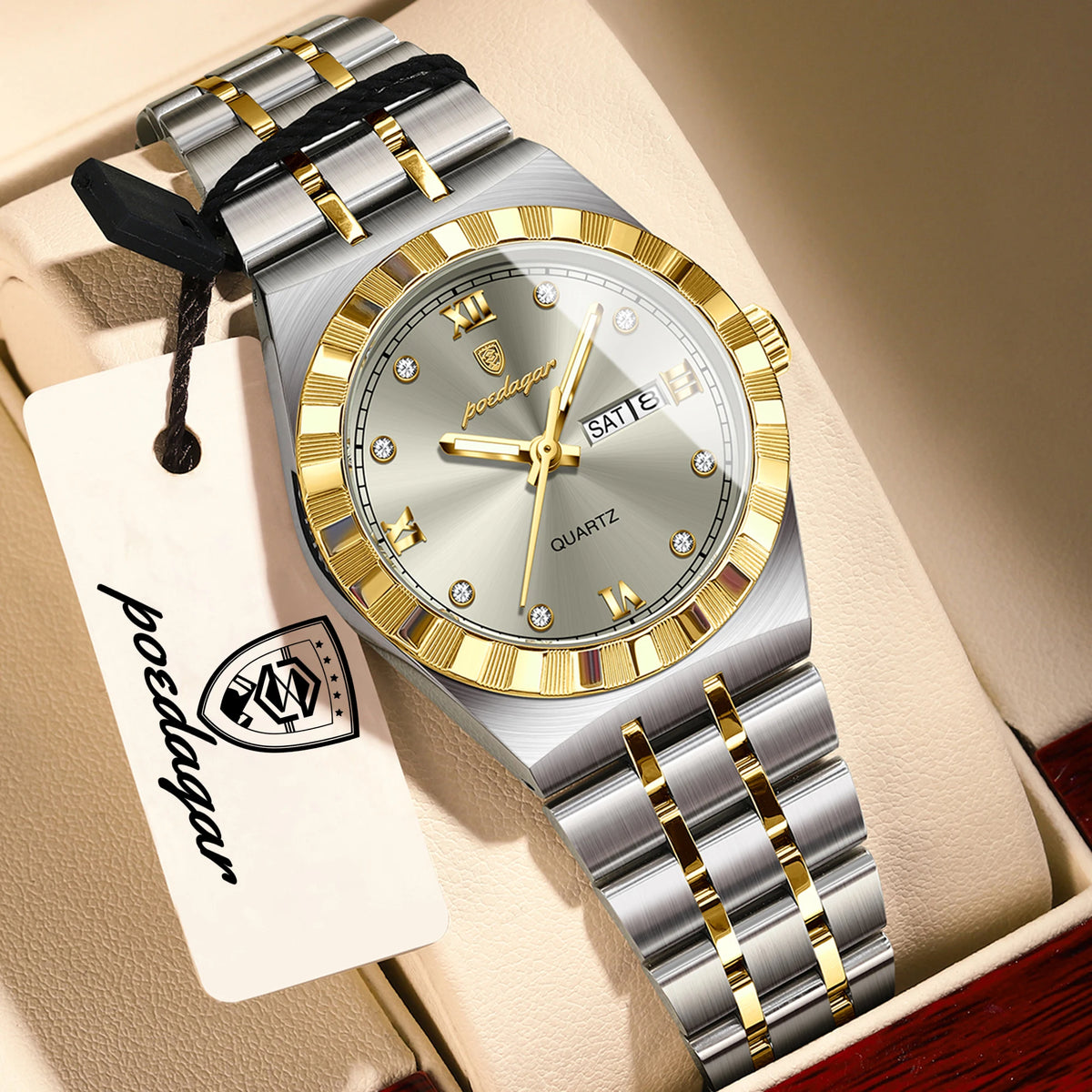 Reloj original y elegante para mujer POEDAGAR, luminoso, resistente al agua, con fecha y día de la semana, reloj de cuarzo para mujer de acero inoxidable a la moda