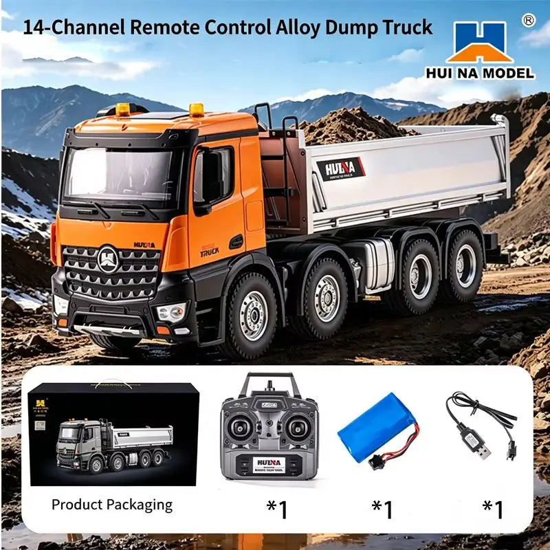 HUINA 1536PRO Venta caliente 1537 aleación Control remoto 1:14 rueda a escala completa ingeniería pesada camión volquete camión mezclador RC modelo de juguete