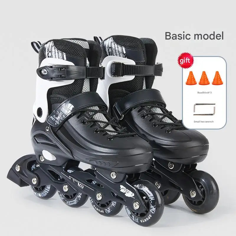 Juego de zapatos de patín en línea parpadeantes con casco, codo, rodilleras, patines de 4 ruedas para niños y mujeres, zapatillas de patinaje al aire libre