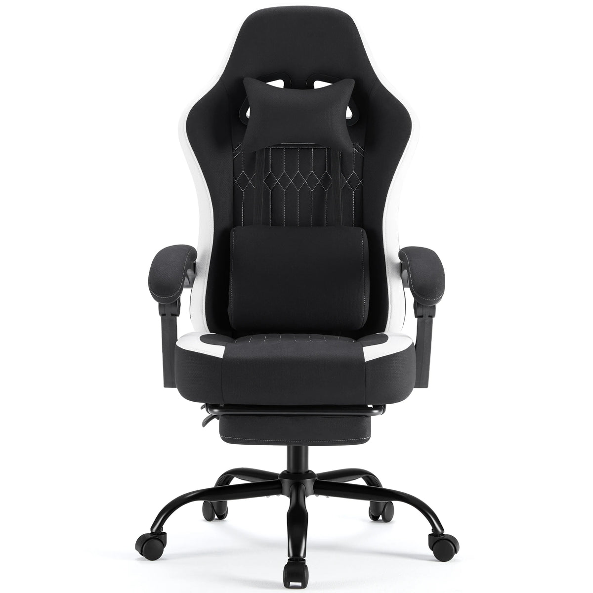 Silla de oficina ergonómica negra con respaldo alto y reposabrazos