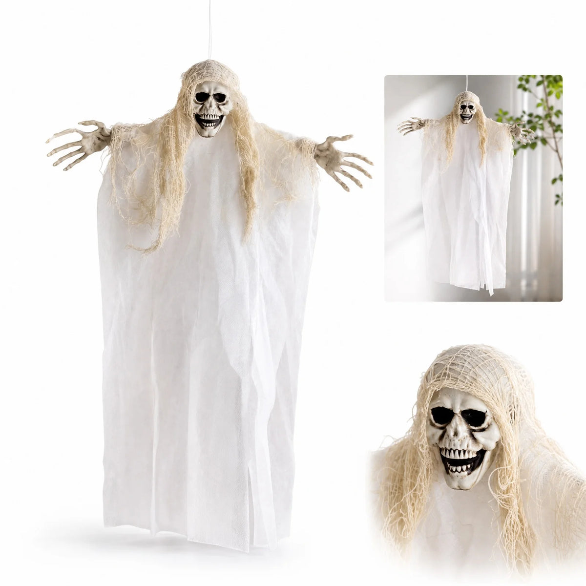 Decoración de Halloween: Fantasmas Colgantes, Zombis, Casa Embrujada, Bar, Ambiente de Terror, Capas Colgantes Aterradoras, Fantasmas para Fiestas, Puerta de Casa