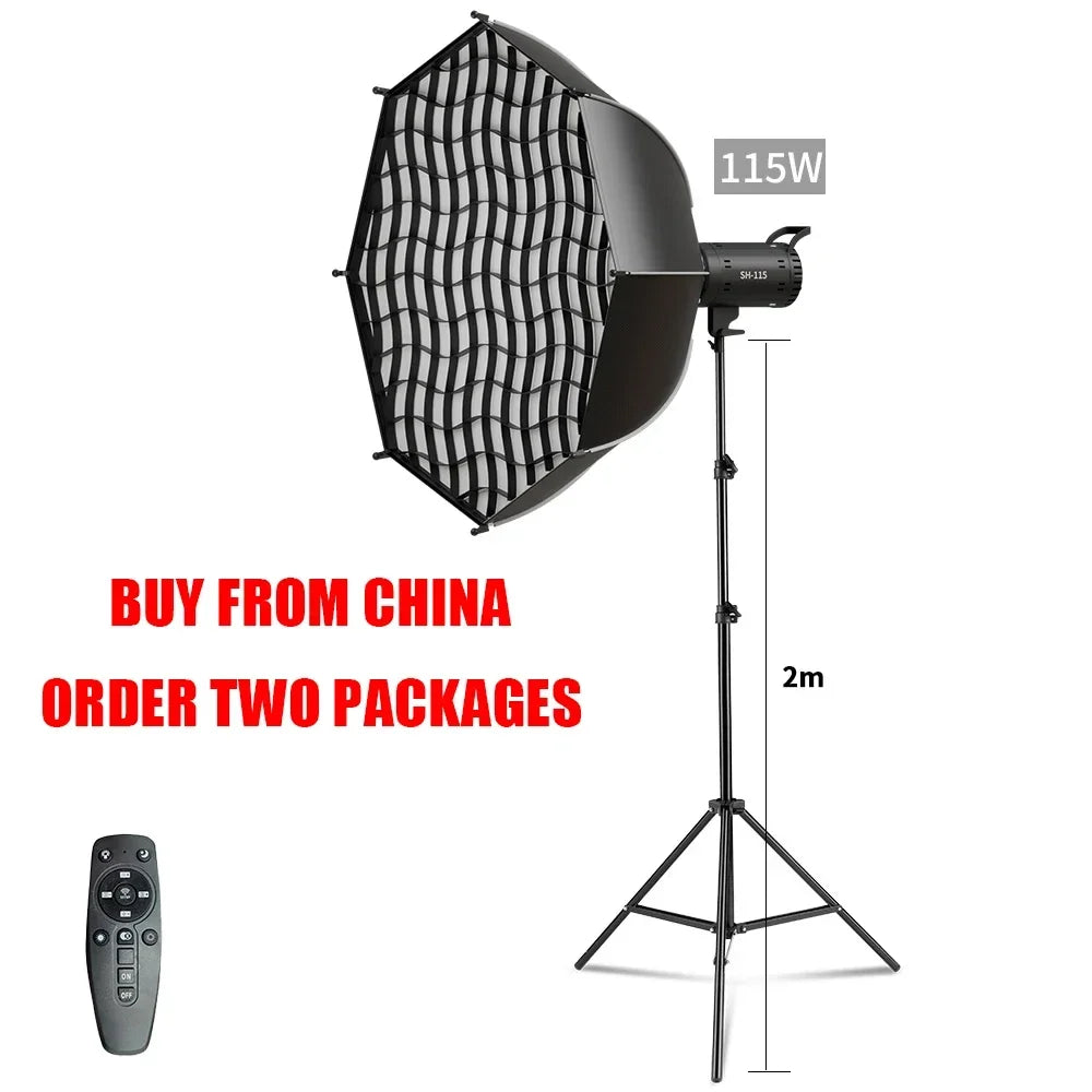 Lámpara LED de estudio para fotografía de 135 W, con sistema Bowens, para iluminación de video, con luz natural equilibrada, flash para retratos, accesorios de estudio, 3000-6000 K, 3 colores.