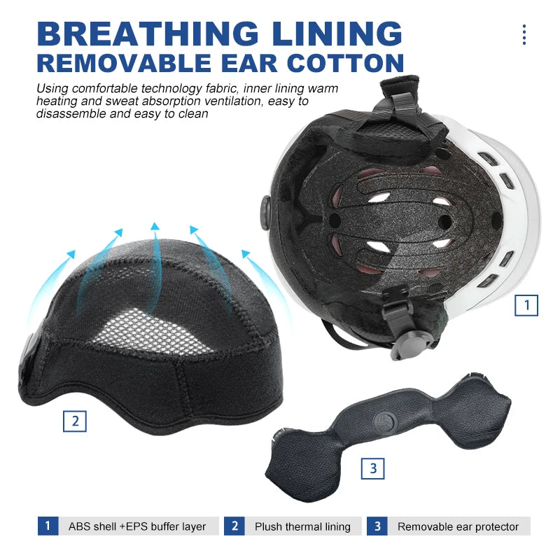 MOON casco de Snowboard con gafas de esquí para adultos, carcasa de PC duradera y espuma EPS, cascos de nieve de seguridad, gafas para jóvenes