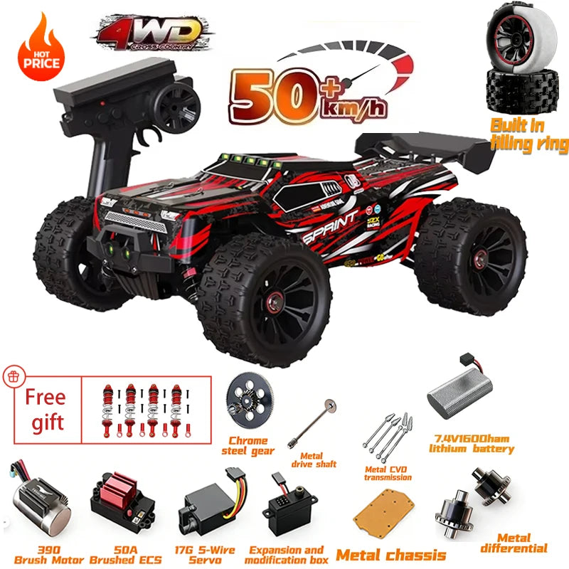 SG116MAX SCY9522 1:16 Auto de Carreras de Alta Velocidad con Derrape a 80KM/H, Motor sin Escobillas, 4WD, 9522PRO 50KM/H, Auto RC Todoterreno, Juguetes para Niños, Regalo
