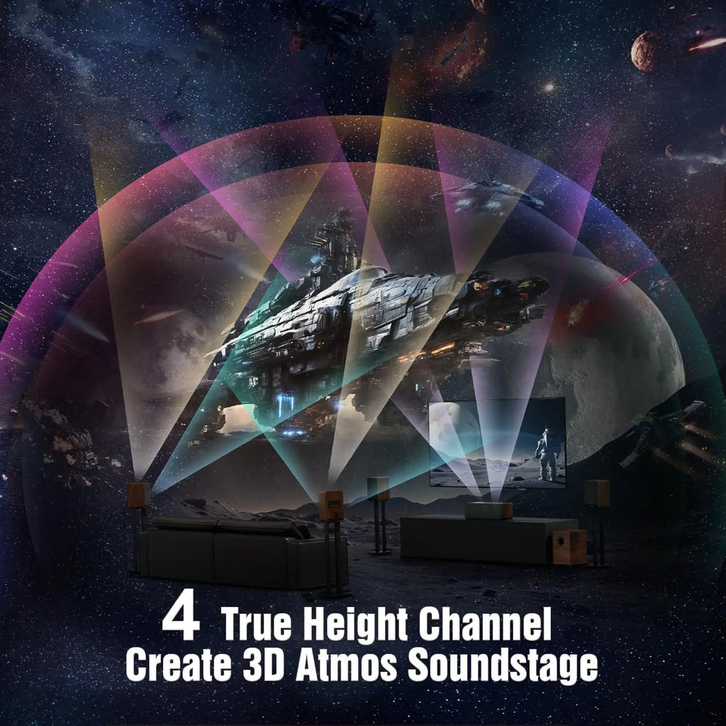 Escena envolvente con sonido 3D y canal alto Dolby Atmos
