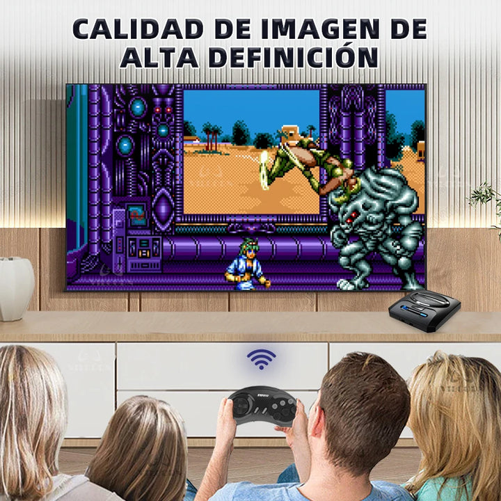 Consola de Videojuegos Retro de 16 Bits con Salida HD, Plug&amp;Play para Mega Drive, con 2 Controles Inalámbricos SG800, Función de Guardado y Carga para Monitor