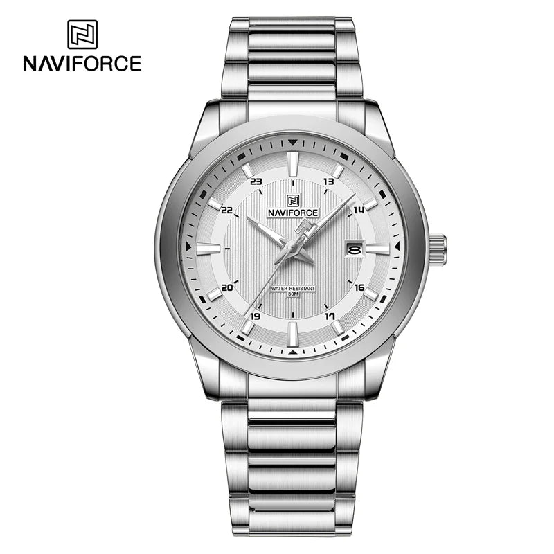 New Style NAVIFORCE Leisure Men's Quartz Simple Design Commuting Luminous Watch Business Stainless Steel Strap 3ATM Waterproof