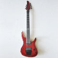 Guitarra Eléctrica Flyoung de 7 Cuerdas, Roja, con Mástil a Través del Cuerpo, Estilo Floyd, con Diapasón de Palisandro, 24 Trastes