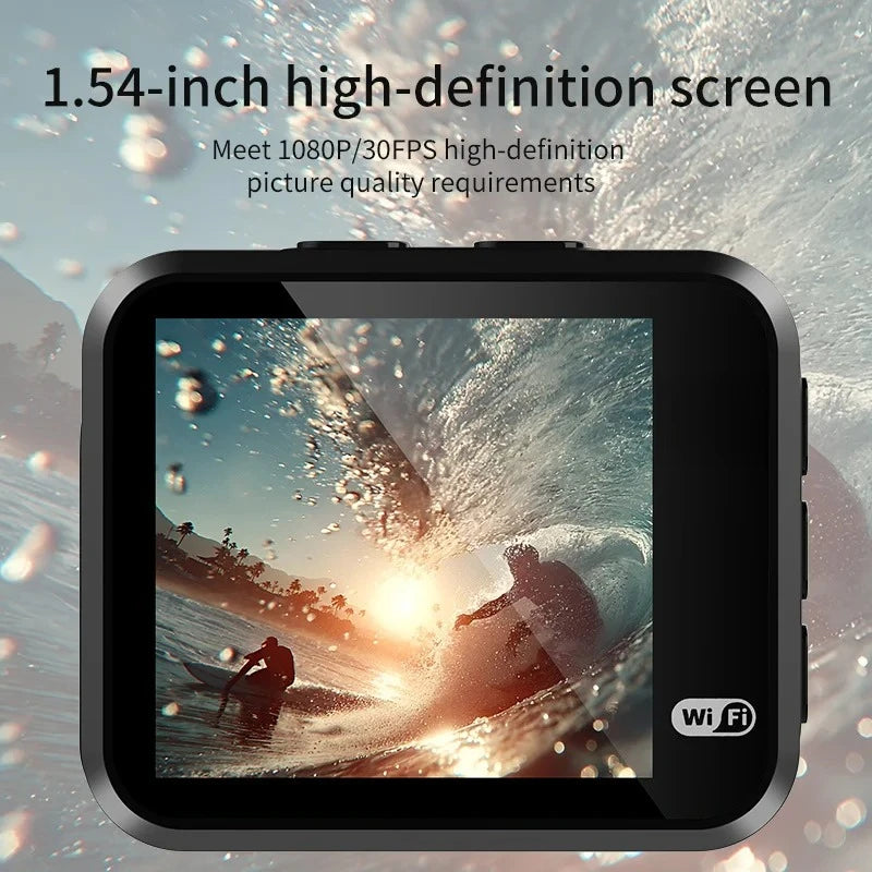 Mini Cámara de Acción HD 1080P, Impermeable, Portátil, con Wifi, Vista Remota, Pantalla de 1.54 Pulgadas, 145° °   Grabadora de Video Deportiva de Gran Angular