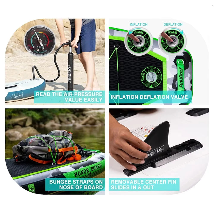 Funwater SUPFW10A Tabla de Paddle Inflable Ultraligera 330*84*15 cm, Ideal para Viajes, Deportes Acuáticos, Yoga, Pesca, Entretenimiento Acuático para Adultos, Surf, Tabla Inflable Antideslizante