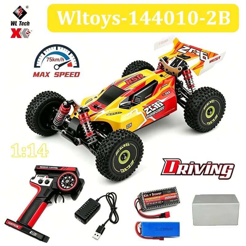 WLtoys 144016 124017 Serie 75KM/H 2.4G Coche RC sin escobillas 4WD Eléctrico de Alta Velocidad Todoterreno Juguetes de Control Remoto para Derrape para Niños