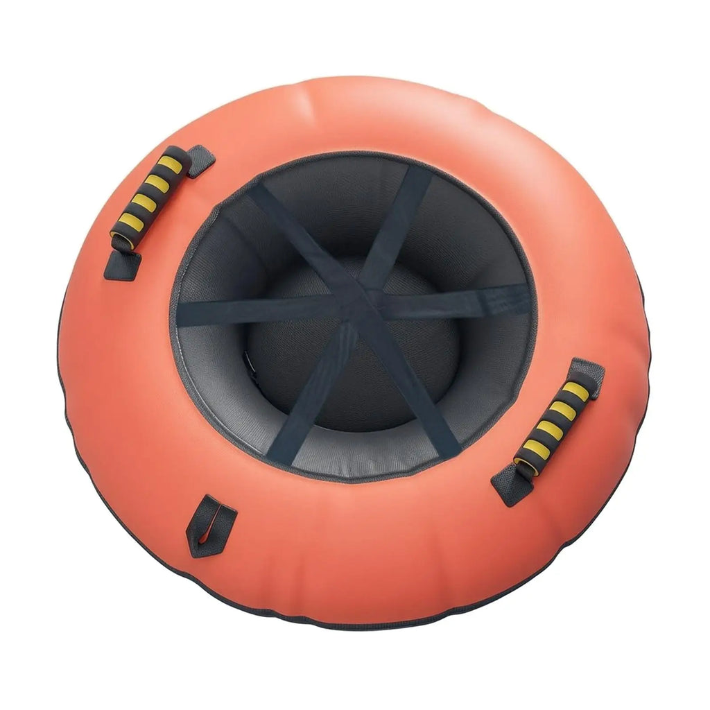 Trineo Inflable Redondo para Tubing de Nieve con Diseño Plegable de PVC, Asiento Central Cómodo y Asas de Transporte para Exteriores en Invierno